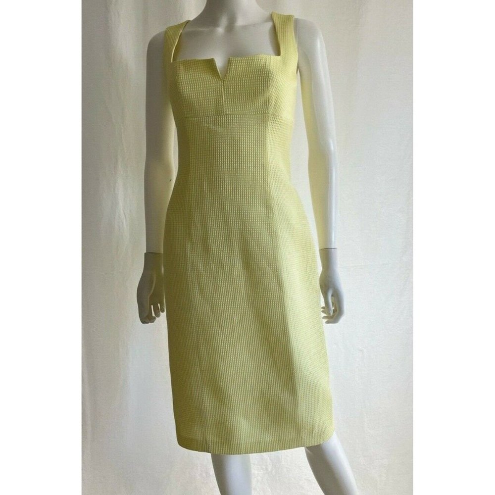 Guy Laroche Paris Women's Dress Yellow 100% Cotton MADE IN FRANCE Size 4